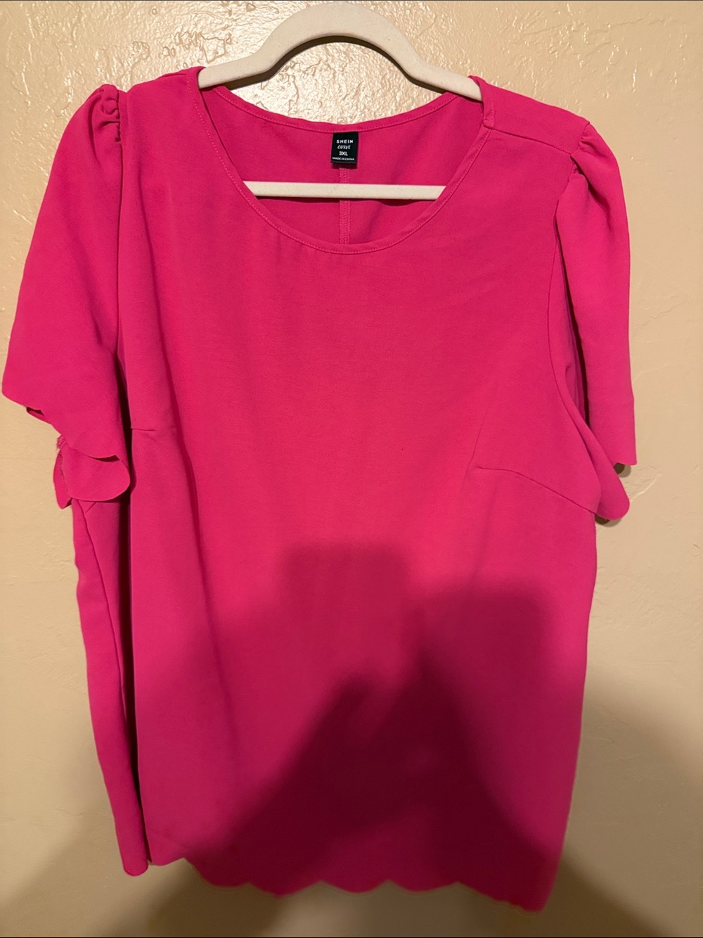 SHEIN Bright Pink Ruffle Sleeve Blouse